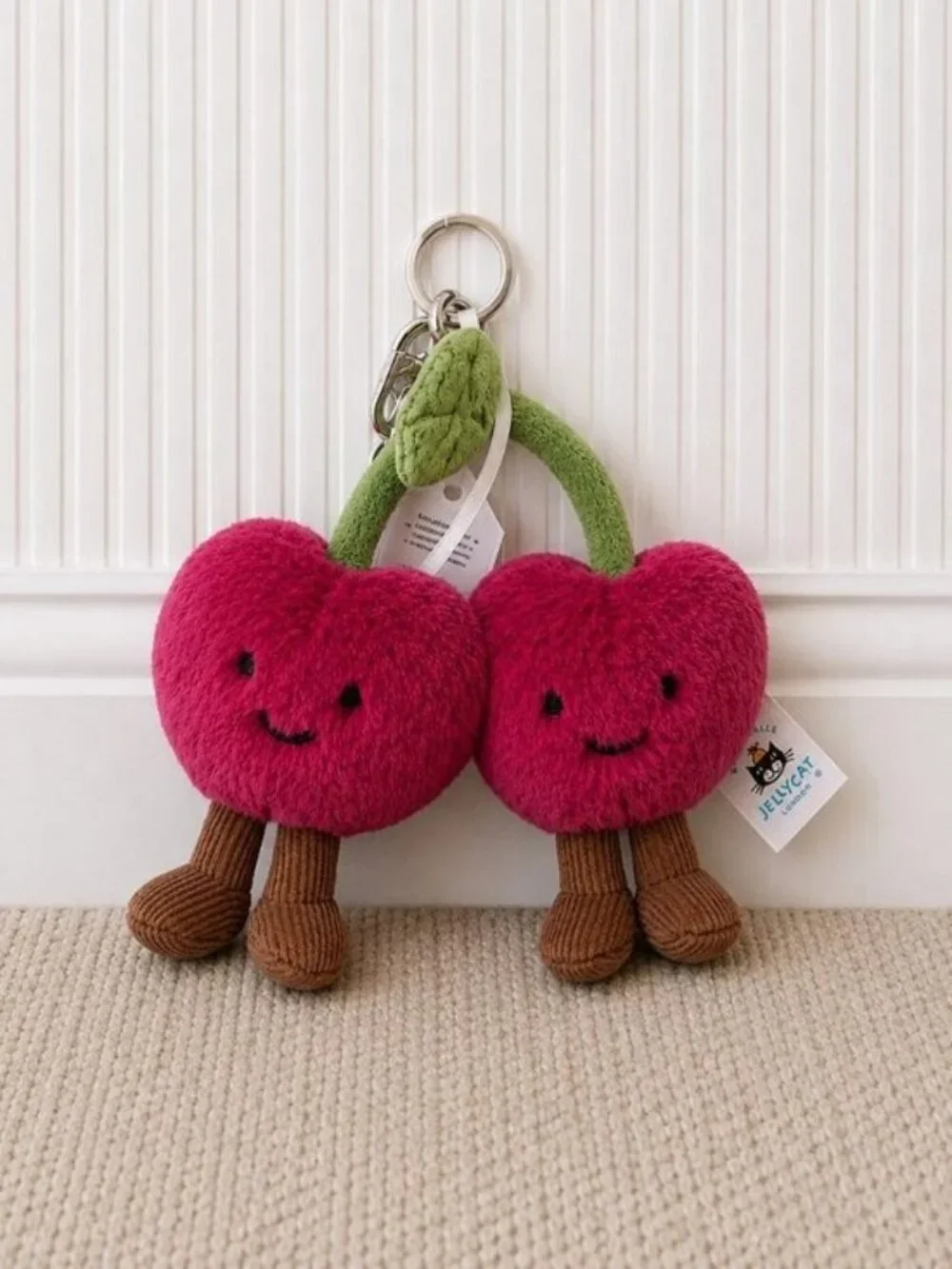 NWT Jellycat Amuseables Cherries Bag Charm Plush Keychain Clip